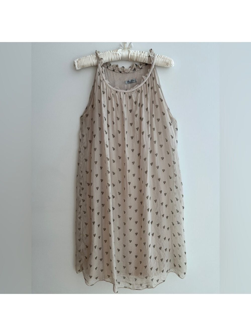ELENA BALDI Silk Dress Shift Style Cactus Pattern Sleeveless Pullover Made Italy